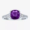 Fine Jewelry Gemstone Sterling Silver Cushion Cocktail Ring In Purple