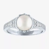 Fine Jewelry Gemstone Sterling Silver Cushion Cocktail Ring In White