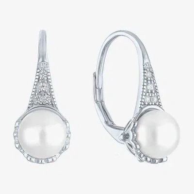 Fine Jewelry Gemstone Sterling Silver Cushion Drop Earrings In White