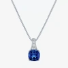 Fine Jewelry Gemstone Sterling Silver Cushion Pendant Necklace