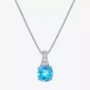 Fine Jewelry Gemstone Sterling Silver Cushion Pendant Necklace In Blue
