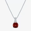 Fine Jewelry Gemstone Sterling Silver Cushion Pendant Necklace In Burgundy