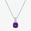 Fine Jewelry Gemstone Sterling Silver Cushion Pendant Necklace In Purple