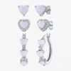 Fine Jewelry Gemstone Sterling Silver Heart 3 Pair Earring Set In Multi