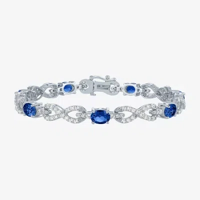 Fine Jewelry Gemstone Sterling Silver Infinity 7.5 Inch Tennis Bracelet