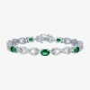 Fine Jewelry Gemstone Sterling Silver Infinity 7.5 Inch Tennis Bracelet In Green