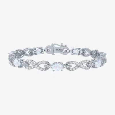 Fine Jewelry Gemstone Sterling Silver Infinity 7.5 Inch Tennis Bracelet In Multi