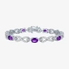 Fine Jewelry Gemstone Sterling Silver Infinity 7.5 Inch Tennis Bracelet In Purple