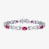 Fine Jewelry Gemstone Sterling Silver Infinity 7.5 Inch Tennis Bracelet In Red