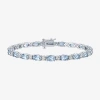 Fine Jewelry Gemstone Sterling Silver Oval 7.5 Inch Tennis Bracelet In Blue