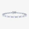 Fine Jewelry Gemstone Sterling Silver Oval 7.5 Inch Tennis Bracelet In Multi