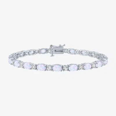 Fine Jewelry Gemstone Sterling Silver Oval 7.5 Inch Tennis Bracelet In Multi