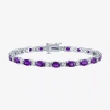 Fine Jewelry Gemstone Sterling Silver Oval 7.5 Inch Tennis Bracelet In Purple