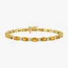 Fine Jewelry Gemstone Sterling Silver Oval 7.5 Inch Tennis Bracelet In Yellow