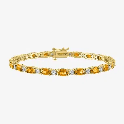 Fine Jewelry Gemstone Sterling Silver Oval 7.5 Inch Tennis Bracelet In Yellow