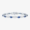Fine Jewelry Gemstone Sterling Silver Oval Tennis Bracelet