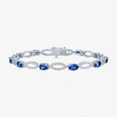 Fine Jewelry Gemstone Sterling Silver Oval Tennis Bracelet