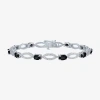 Fine Jewelry Gemstone Sterling Silver Oval Tennis Bracelet In Black