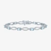 Fine Jewelry Gemstone Sterling Silver Oval Tennis Bracelet In Blue