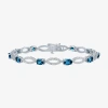 Fine Jewelry Gemstone Sterling Silver Oval Tennis Bracelet In Blue