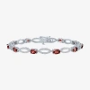 Fine Jewelry Gemstone Sterling Silver Oval Tennis Bracelet In Burgundy