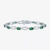 Fine Jewelry Gemstone Sterling Silver Oval Tennis Bracelet In Green