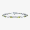 Fine Jewelry Gemstone Sterling Silver Oval Tennis Bracelet In Green