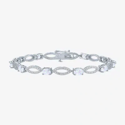 Fine Jewelry Gemstone Sterling Silver Oval Tennis Bracelet In Multi