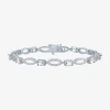 Fine Jewelry Gemstone Sterling Silver Oval Tennis Bracelet In White