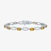 Fine Jewelry Gemstone Sterling Silver Oval Tennis Bracelet In Yellow