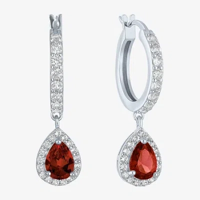Fine Jewelry Gemstone Sterling Silver Pear Drop Earrings In Burgundy