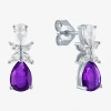 Fine Jewelry Gemstone Sterling Silver Pear Drop Earrings In Purple