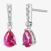 Fine Jewelry Gemstone Sterling Silver Pear Drop Earrings In Red