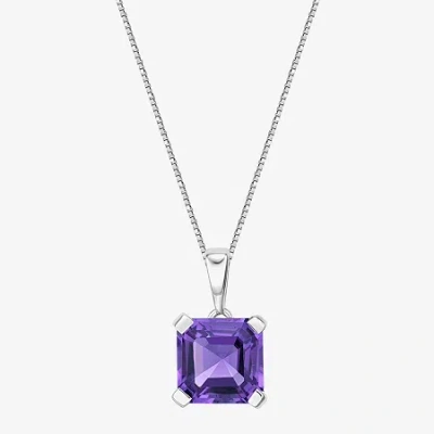 Fine Jewelry Gemstone Sterling Silver Pendant Necklace In Purple