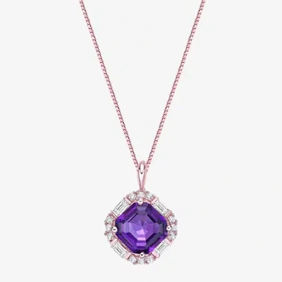 Fine Jewelry Gemstone Sterling Silver Pendant Necklace In Purple