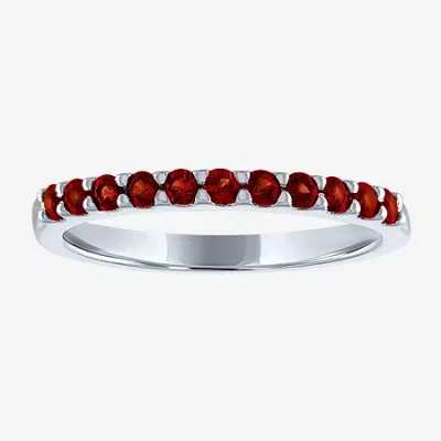 Fine Jewelry Gemstone Sterling Silver Stackable Ring In Burgundy