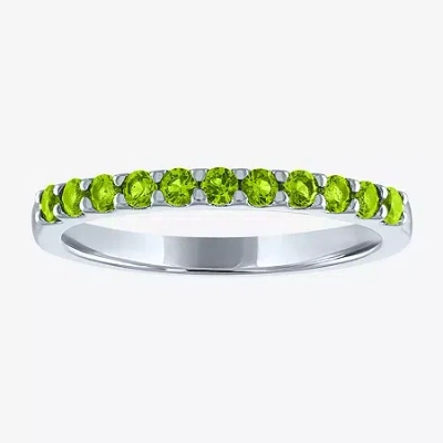 Fine Jewelry Gemstone Sterling Silver Stackable Ring In Green