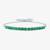 Fine Jewelry Gemstone Sterling Silver Tennis Bracelet In Green