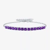 Fine Jewelry Gemstone Sterling Silver Tennis Bracelet In Purple