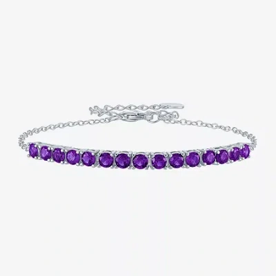 Fine Jewelry Gemstone Sterling Silver Tennis Bracelet In Purple