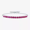 Fine Jewelry Gemstone Sterling Silver Tennis Bracelet In Red