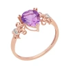 Fine Jewelry Genuine Amethyst And Diamond-accent 10k Rose Gold Filigree Ring
