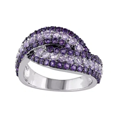 Fine Jewelry Genuine Amethyst And Rose De France Sterling Silver Ring In Purple
