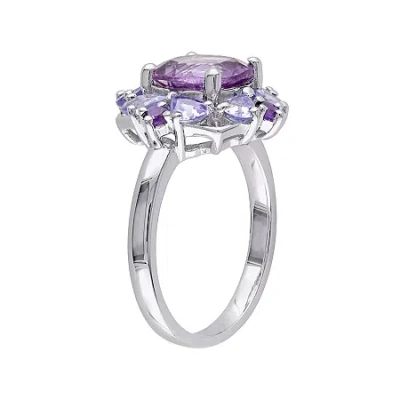 Fine Jewelry Genuine Amethyst And Tanzanite Sterling Silver Ring In Purple