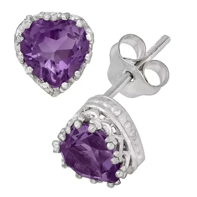 Fine Jewelry Genuine Amethyst Sterling Silver Earrings In Purple