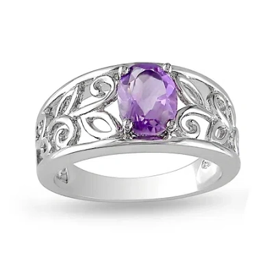 Fine Jewelry Genuine Amethyst Sterling Silver Scroll Ring In Purple