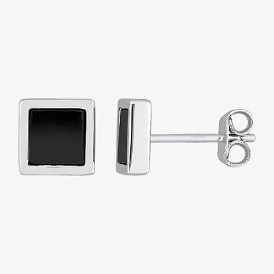Fine Jewelry Genuine Black Hematite Sterling Silver 7.5mm Stud Earrings In Transparent