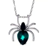 Fine Jewelry Genuine Black Onyx And Simulated Emerald Spider Pendant Necklace In Green