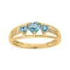 Fine Jewelry Genuine Blue Topaz And Diamond-accent 3-stone Heart Ring In Blue