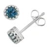 Fine Jewelry Genuine Blue Topaz Sterling Silver 5.2mm Stud Earrings In Metallic